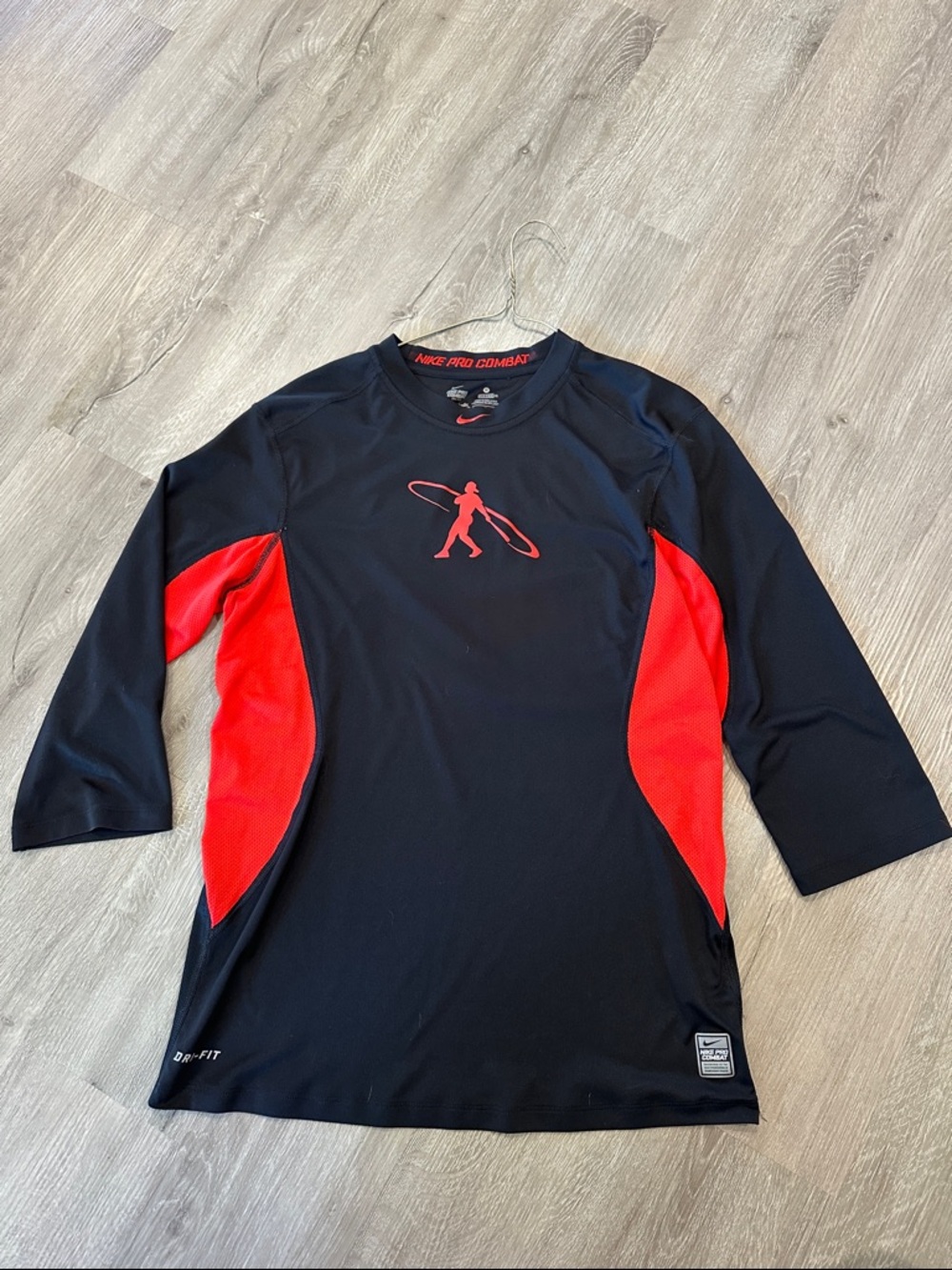 Nike Men’s Black and Red Swim Baseball Shirt